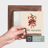 Magnetic Seasonal Art Insert for Interchangeable Decor Sign (Mini Insert Only): Happy Holidays Candy Cane | Christmas / Winter
