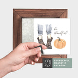 Magnetic Seasonal Art Insert for Interchangeable Decor Sign (Mini Insert Only): Be Thankful Boots and Pumpkin | Thanksgiving / Fall