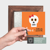 Magnetic Seasonal Art Insert for Interchangeable Decor Sign (Mini Insert Only): Bone-Jour Orange  | Halloween / Fall