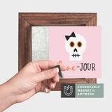 Magnetic Seasonal Art Insert for Interchangeable Decor Sign (Mini Insert Only): Bone-Jour Pink | Halloween / Fall