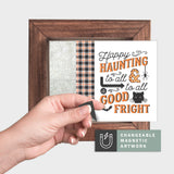 Magnetic Seasonal Art Insert for Interchangeable Decor Sign (Mini Insert Only): Happy Haunting | Halloween / Fall