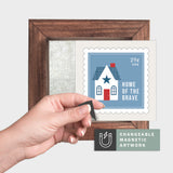 Magnetic Seasonal Art Insert for Interchangeable Decor Sign (Mini Insert Only): Home of the Brave Postage Stamp | Fourth of July / Summer