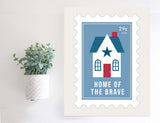 Magnetic Wall Hanging Insert: Home of the Brave Postage Stamp (Fourth of July/Summer) | INSERT ONLY