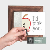 Magnetic Seasonal Art Insert for Interchangeable Decor Sign (Mini Insert Only): I'd Pick You Red Apple | Fall