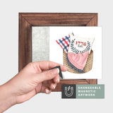 Magnetic Seasonal Art Insert for Interchangeable Decor Sign (Mini Insert Only): Patriotic Pillow Basket | Fourth of July / Summer