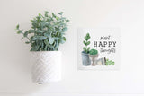 Magnetic Seasonal Decor Insert for Interchangeable Sign (Mini): Plant Happy Thoughts | Spring | Magnetic Sign Blank Sold Separate