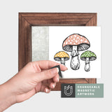 Magnetic Seasonal Art Insert for Interchangeable Decor Sign (Mini Insert Only): Spring Mushrooms