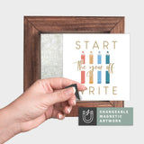 Magnetic Seasonal Art Insert for Interchangeable Decor Sign (Mini Insert Only): Start The Year Off Write | Back to School / Fall