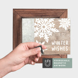 Magnetic Seasonal Art Insert for Interchangeable Decor Sign (Mini Insert Only): Winter Wishes | Christmas / Winter
