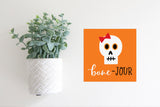 Magnetic Seasonal Decor Insert for Interchangeable Sign (Mini): Bone-Jour Orange | Halloween | Magnetic Sign Blank Sold Separate