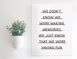 Magnetic Wall Hanging Insert: Making Memories | INSERT ONLY