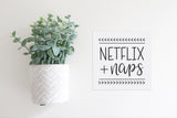 Magnetic Seasonal Decor Insert for Interchangeable Sign (Mini): Netflix and Naps | Magnetic Sign Blank Sold Separate