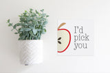 Magnetic Seasonal Decor Insert for Interchangeable Sign (Mini): I'd Pick You Red Apple | Fall | Magnetic Sign Blank Sold Separate