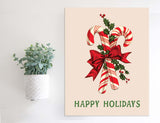 Magnetic Wall Hanging Insert: Happy Holidays Candy Cane(Christmas) | INSERT ONLY