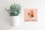 Magnetic Seasonal Decor Insert for Interchangeable Sign (Mini): Merry and Bright Girl and Reindeer | Christmas | Magnetic Sign Blank Sold Separate