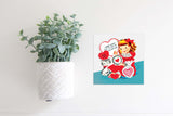 Magnetic Seasonal Decor Insert for Interchangeable Sign (Mini): Girl and Cat Valentine Card | Magnetic Sign Blank Sold Separate