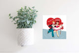 Magnetic Seasonal Decor Insert for Interchangeable Sign (Mini): Ice Skaters Valentine Card | Magnetic Sign Blank Sold Separate
