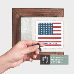 Magnetic Seasonal Art Insert for Interchangeable Decor Sign (Mini Insert Only): American Flag Postage Stamp | Fourth of July / Summer