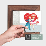 Magnetic Seasonal Art Insert for Interchangeable Decor Sign (Mini Insert Only): Ice Skaters Valentine Card | Winter