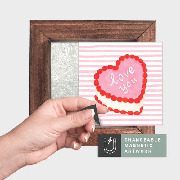 Magnetic Seasonal Art Insert for Interchangeable Decor Sign (Mini Insert Only): Love You Valentine's Cake