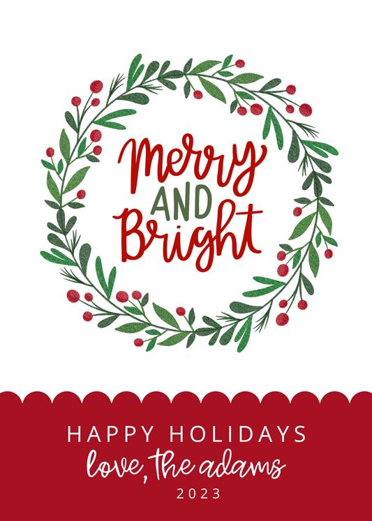 Printable Holiday Card Template: Merry and Bright (No Photo)