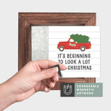 Magnetic Seasonal Art Insert for Interchangeable Decor Sign (Mini Insert Only): A Lot Like Christmas Truck and Tree | Winter