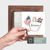 Magnetic Seasonal Art Insert for Interchangeable Decor Sign (Mini Insert Only): America Market Tote | Fourth of July / Summer
