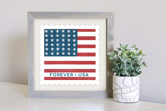 Medium Size Sign Insert: American Flag Postage Stamp (Summer/Fourth of July) | Magnetic Sign INSERT ONLY