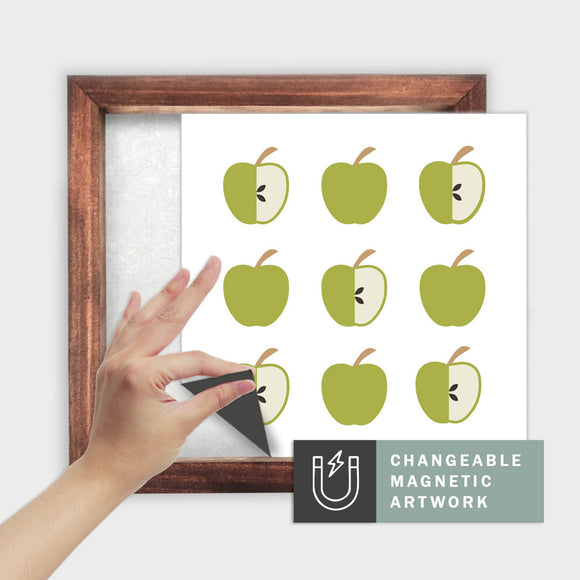 Magnetic Seasonal Art Insert for Interchangeable Decor Sign (Medium Insert Only): Apple Grid Green | Fall