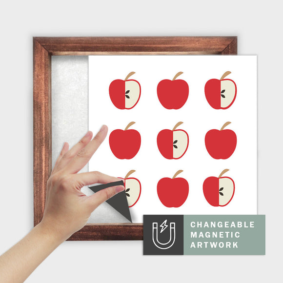 Magnetic Seasonal Art Insert for Interchangeable Decor Sign (Medium Insert Only): Apple Grid Red | Fall