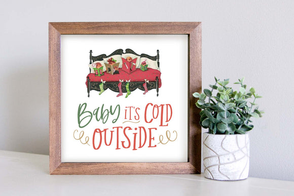 Medium Size Sign Insert: Baby It's Cold Outside Illustration (Winter)