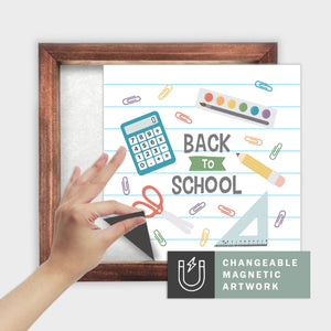 Magnetic Seasonal Art Insert for Interchangeable Decor Sign (Medium Insert Only): Back to School | Summer / Fall