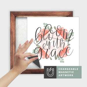 Magnetic Seasonal Art Insert for Interchangeable Decor Sign (Medium Insert Only): Bloom with Grace | Spring