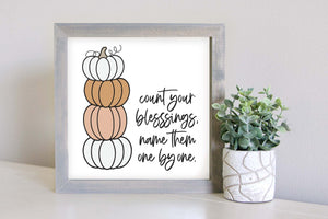 Medium Size Sign Insert: Count Your Blessings (Thanksgiving/Fall) | Magnetic Sign INSERT ONLY