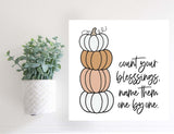 Medium Size Sign Insert: Count Your Blessings (Thanksgiving/Fall) | Magnetic Sign INSERT ONLY