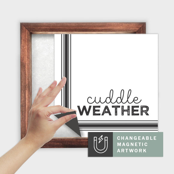 Magnetic Seasonal Art Insert for Interchangeable Decor Sign (Medium Insert Only): Cuddle Weather Black | Fall / Winter