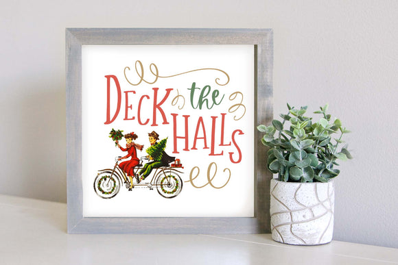 Medium Size Sign Insert: Bike Ride Deck the Halls (Christmas/Winter)  | Magnetic Sign INSERT ONLY