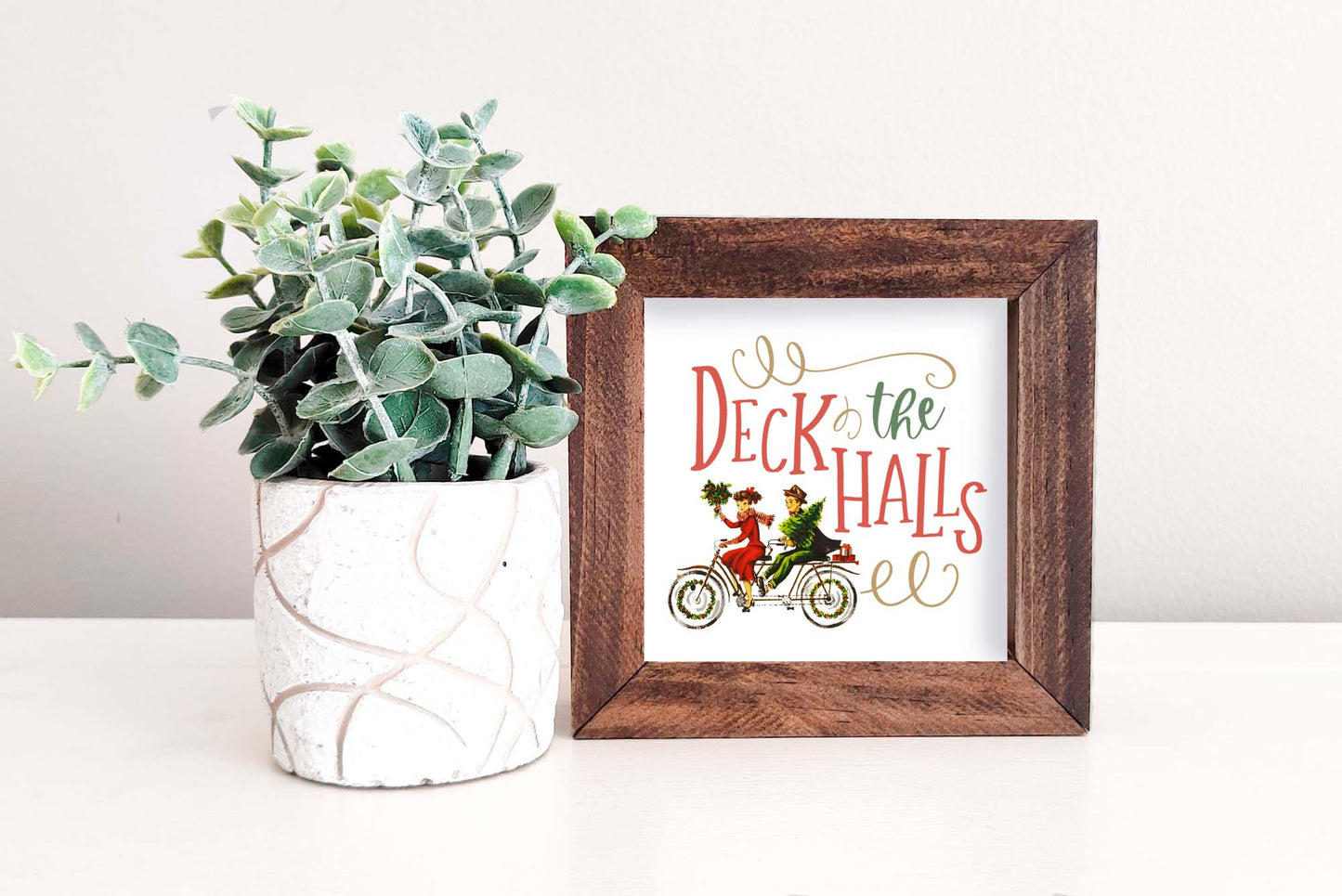 Mini Sign Insert: Bike Ride Deck the Halls (Christmas/Winter)  | Magnetic Sign INSERT ONLY