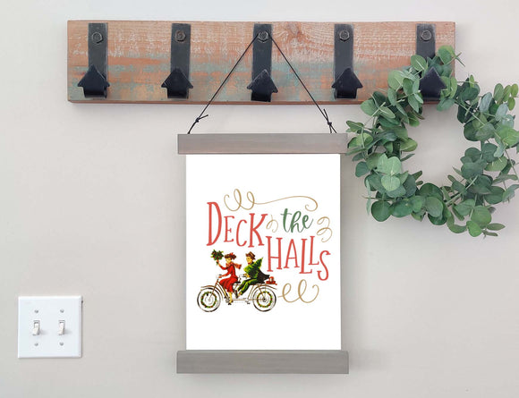 Magnetic Wall Hanging Insert: Bike Ride Deck the Halls (Winter/Christmas) | INSERT ONLY