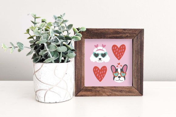 MINI Sign Insert Only: Dogs and Hearts (Valentine's) | Magnetic Sign INSERT ONLY