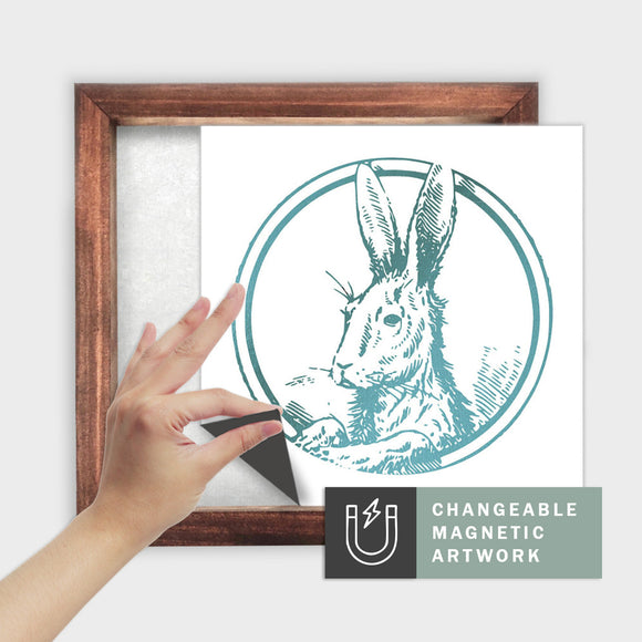 Magnetic Seasonal Art Insert for Interchangeable Decor Sign (Medium Insert Only): Easter Bunny Sketch | Spring