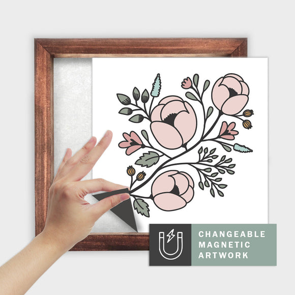 Magnetic Seasonal Art Insert for Interchangeable Decor Sign (Medium Insert Only): Floral Branch | Spring