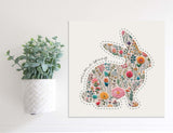 Medium Size Sign Insert: Floral Embroidered Bunny (Spring) | Magnetic Sign INSERT ONLY