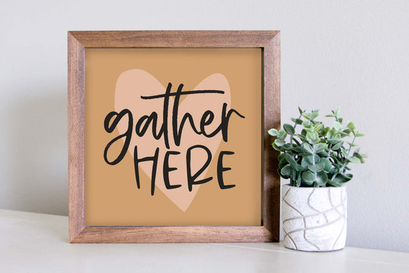 Medium Size Sign Insert: Gather Here (Thanksgiving/Fall) | Magnetic Sign INSERT ONLY