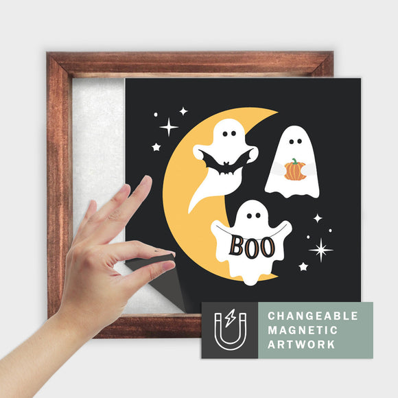 Magnetic Seasonal Decor Insert for Interchangeable Sign (Medium): Ghost Trio | Halloween | Magnetic Sign Blank Sold Separate