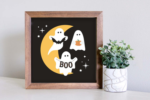 Medium Size Sign Insert: Ghost Trio (Halloween) | Magnetic Sign INSERT ONLY