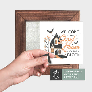 Magnetic Seasonal Art Insert for Interchangeable Decor Sign (Mini Insert Only): Ghoul House | Halloween / Fall