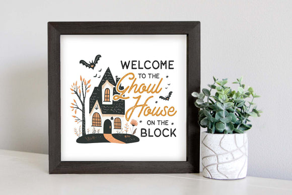 Medium Size Sign Insert: Ghoul House (Fall/Halloween) | Magnetic Sign INSERT ONLY