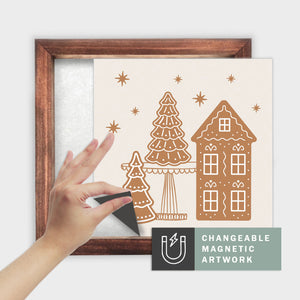 Magnetic Seasonal Art Insert for Interchangeable Decor Sign (Medium Insert Only): Gingerbread House and Trees | Christmas / Winter