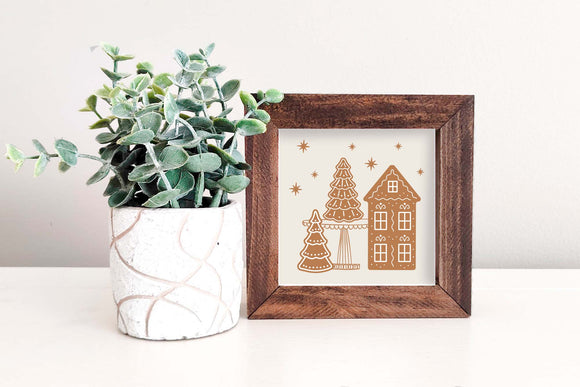 MINI Sign Insert Only: Gingerbread House and Trees (Winter/Christmas) | Magnetic Sign INSERT ONLY